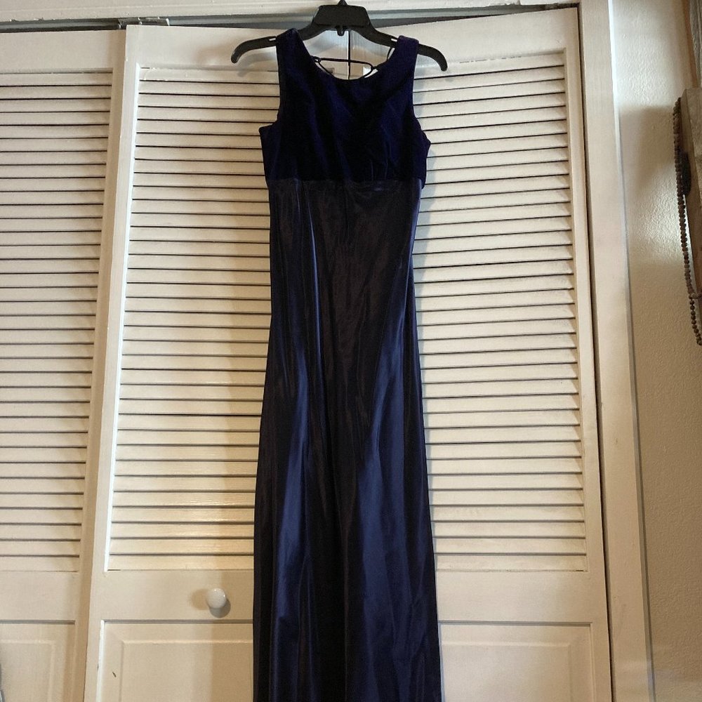 Velvet Top Dress with Satin Bottom and Lace Back